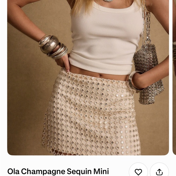 12th Tribe Cream Sequin Mini Skirt - Picture 4 of 4